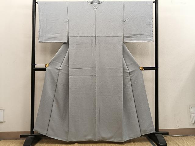 平和屋着物●上質な色無地 草花地紋 利休色 正絹 逸品 BAAY0281mz