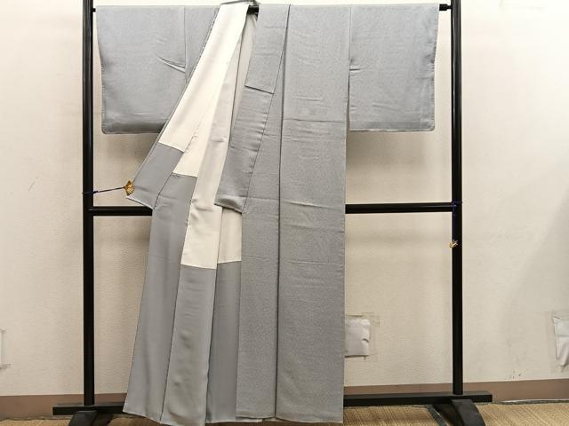 平和屋着物●上質な色無地 草花地紋 利休色 正絹 逸品 BAAY0281mz