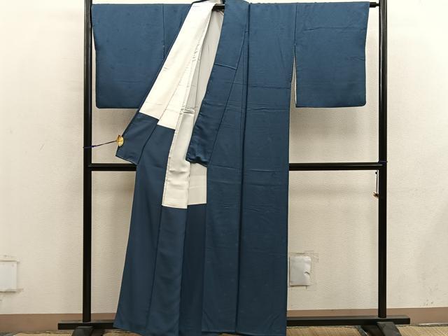 平和屋着物●上質な色無地 菊花地紋 錆鼠色 正絹 逸品 BAAY0284mz