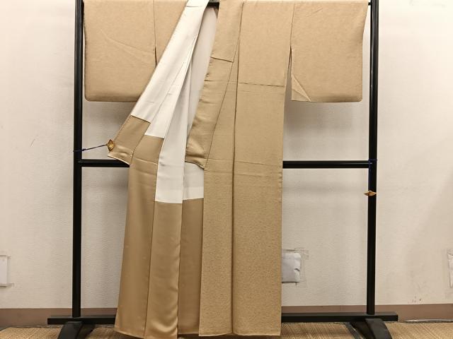 平和屋着物●上質な色無地 亀甲花地紋 桑染色 正絹 逸品 BAAY0287mz
