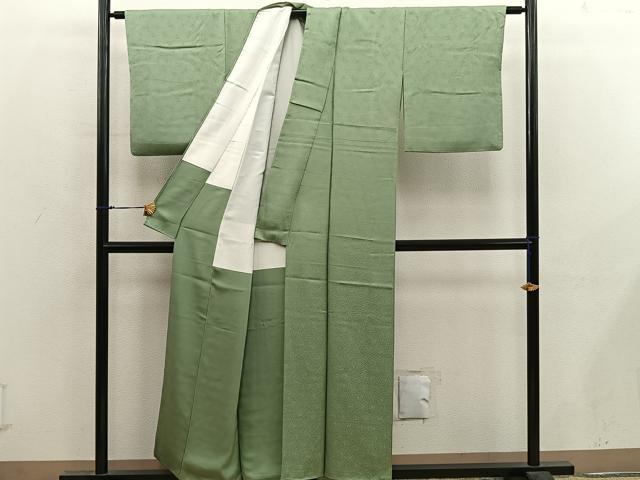 平和屋着物■上質な色無地 草葉地紋 柳茶色 正絹 逸品 BAAY0289mz