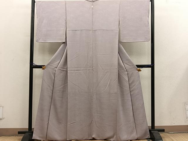 平和屋着物●上質な色無地 紗綾形地紋 柴染色 正絹 逸品 BAAY0294mz