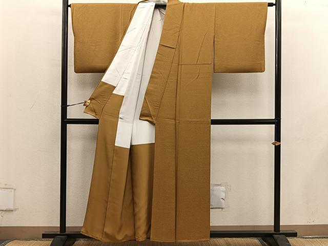 平和屋着物■本草木染作家 圓啓 色無地 桑茶色 正絹 逸品 BAAY0302mz