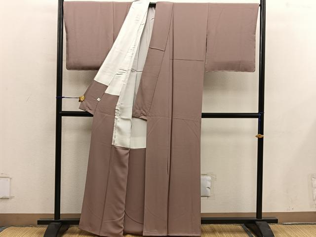 平和屋着物●上質な色無地 宍色 正絹 逸品 BAAY0303mz