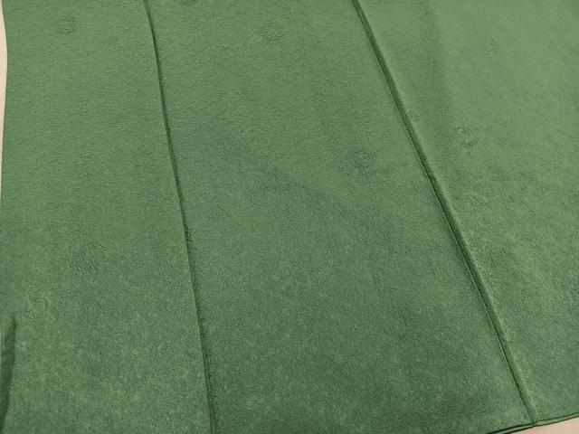 平和屋着物■上質な色無地 作家物 草花地紋 老竹色 三越扱い 正絹 逸品 BAAY0307mz