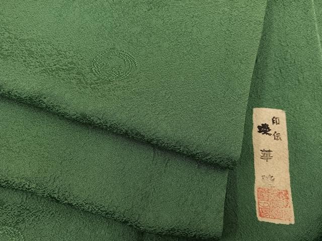 平和屋着物■上質な色無地 作家物 草花地紋 老竹色 三越扱い 正絹 逸品 BAAY0307mz
