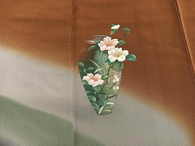 平和屋着物●訪問着 陶器花文 正絹 逸品 BAAY0316mz