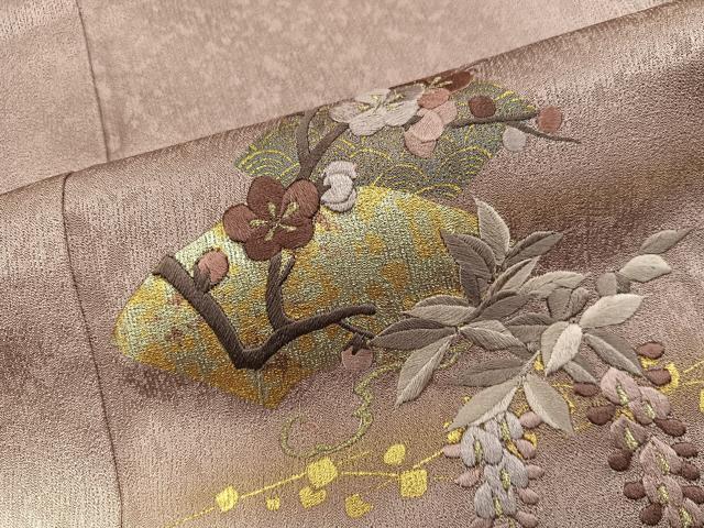 平和屋着物■訪問着 刺繍 地紙重ね枝梅文 暈し染め 金彩 正絹 逸品 BAAY0348mz
