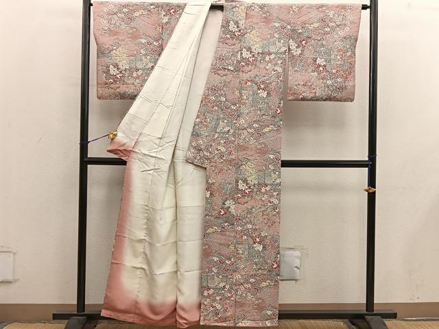 平和屋着物■上質な小紋 風景花文 正絹 逸品 BAAY0352mz