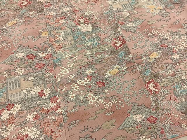 平和屋着物■上質な小紋 風景花文 正絹 逸品 BAAY0352mz