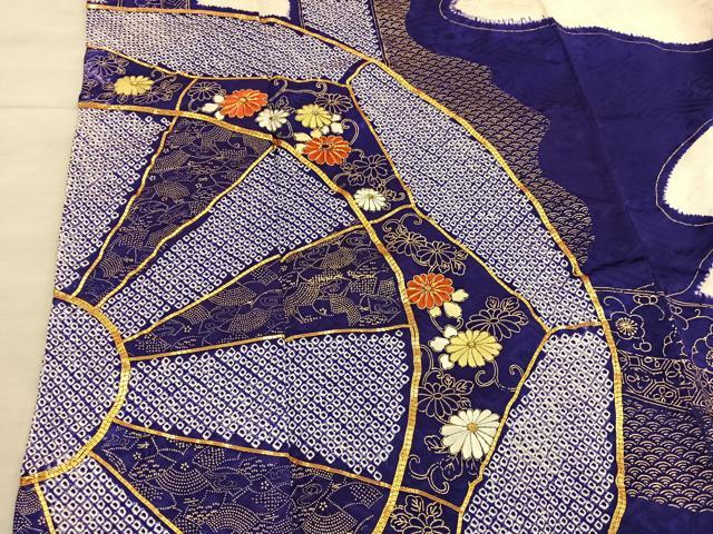 平和屋着物■豪華振袖 駒刺繍 絞り 片輪車花文 金彩 正絹 逸品 BAAY0357mz