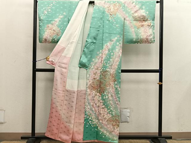 平和屋着物●訪問着 作家物 檜扇花文 暈し染め 金銀彩 やまと誂製 正絹 逸品 BAAY0359mz