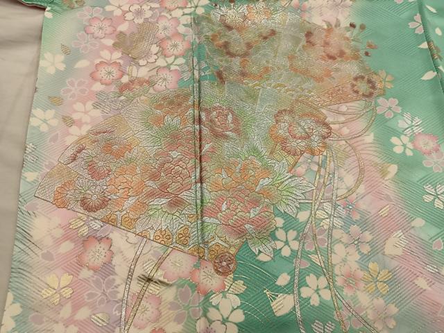 平和屋着物●訪問着 作家物 檜扇花文 暈し染め 金銀彩 やまと誂製 正絹 逸品 BAAY0359mz