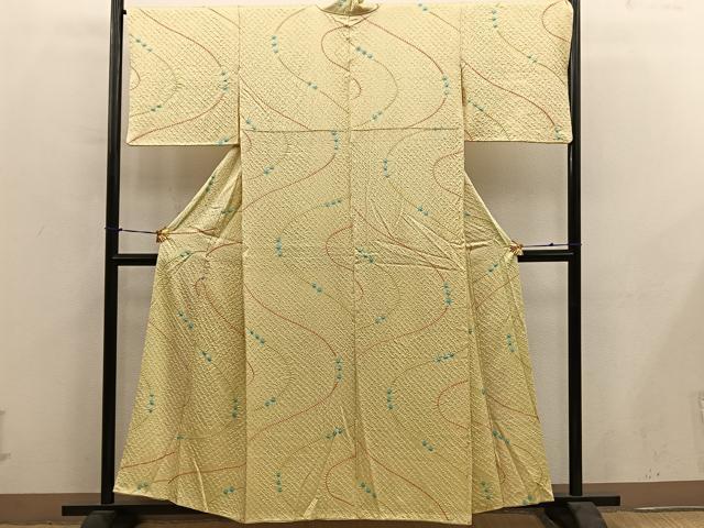 平和屋着物■上質な小紋 総絞り 流水文 正絹 逸品 BAAY0360mz