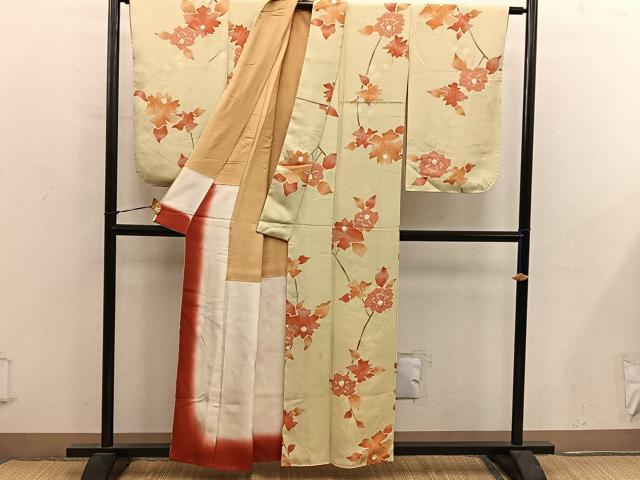 平和屋着物●上質な小紋 枝花文 地紋起こし 正絹 逸品 BAAY0362mz