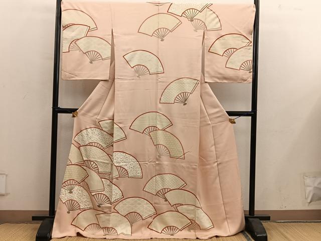 平和屋着物■訪問着 扇面七宝文 金彩 正絹 逸品 BAAY0364mz