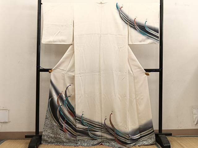 平和屋着物■訪問着 孔雀文 暈し染め 銀彩 正絹 逸品 BAAY0371mz