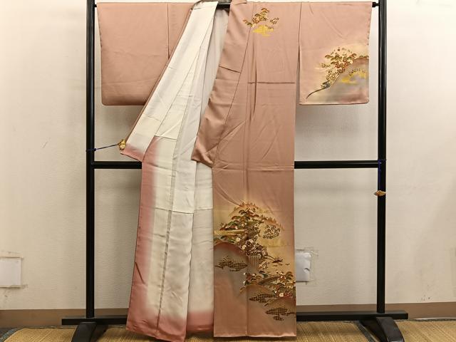 平和屋着物■訪問着 風景花文 暈し染め 金彩 正絹 逸品 BAAY0374mz