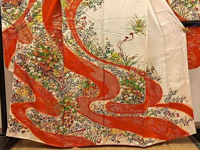 平和屋着物■豪華振袖 駒刺繍 花車文 金彩 正絹 逸品 BAAY0393mz