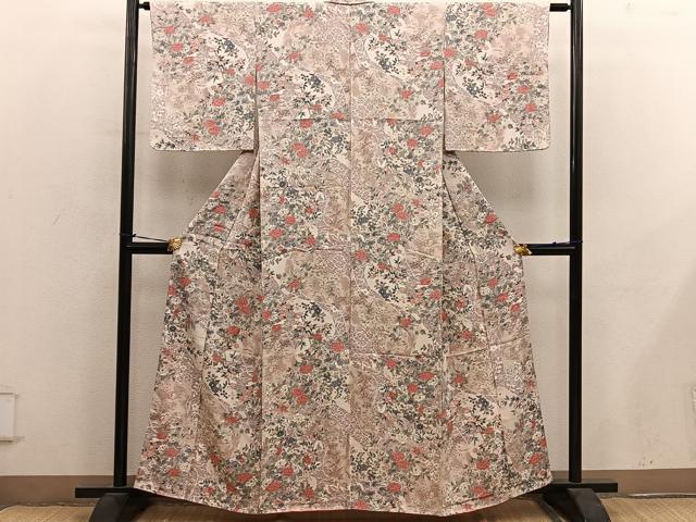 平和屋着物■上質な小紋 草花文 正絹 逸品 未使用 BAAY0401mz