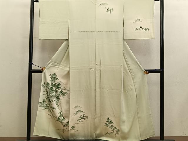 平和屋着物■訪問着 手描き 樹林風景文 暈し染め 正絹 逸品 BAAY0415mz