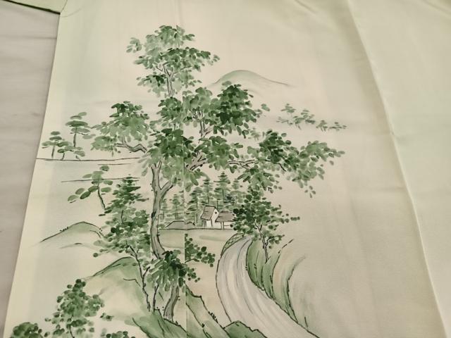 平和屋着物■訪問着 手描き 樹林風景文 暈し染め 正絹 逸品 BAAY0415mz