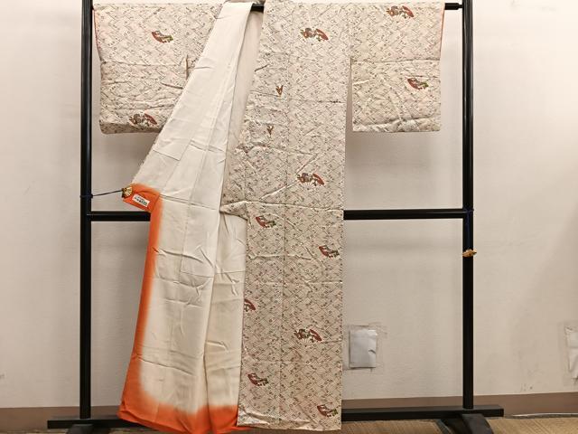 平和屋着物■上質な小紋 扇面御所車花文 やまと誂製 正絹 逸品 BAAY0418mz