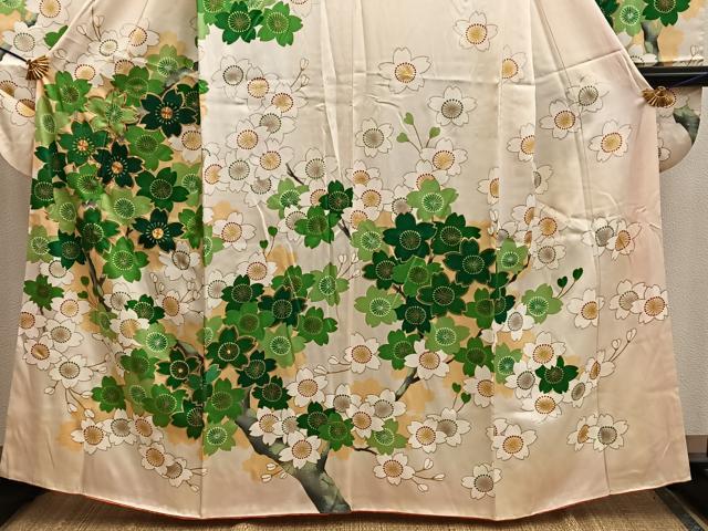 平和屋着物■豪華振袖 駒刺繍 舞桜文 正絹 逸品 BAAY0420mz