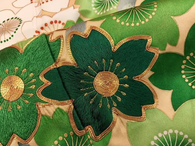 平和屋着物■豪華振袖 駒刺繍 舞桜文 正絹 逸品 BAAY0420mz