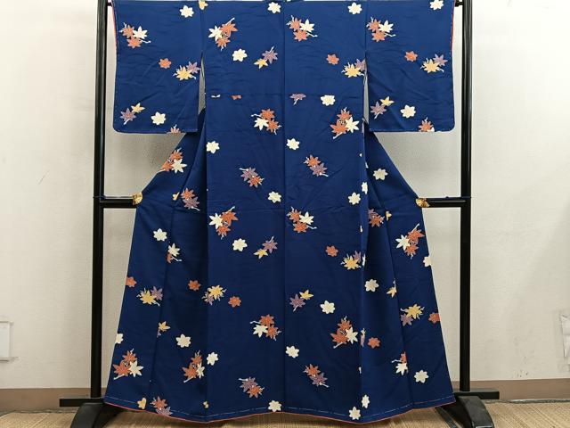 平和屋着物■上質な小紋 楓文 正絹 逸品 BAAY0427mz