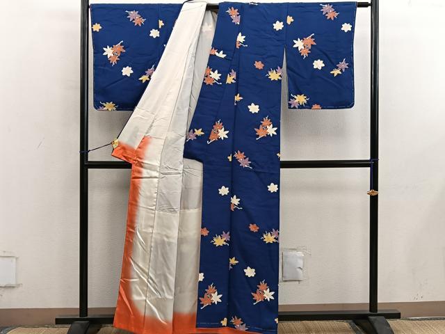 平和屋着物■上質な小紋 楓文 正絹 逸品 BAAY0427mz