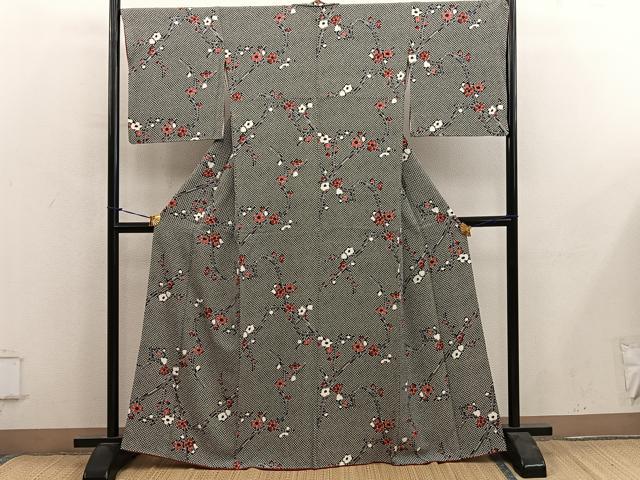 平和屋着物■上質な小紋 枝梅文 正絹 逸品 BAAY0438mz