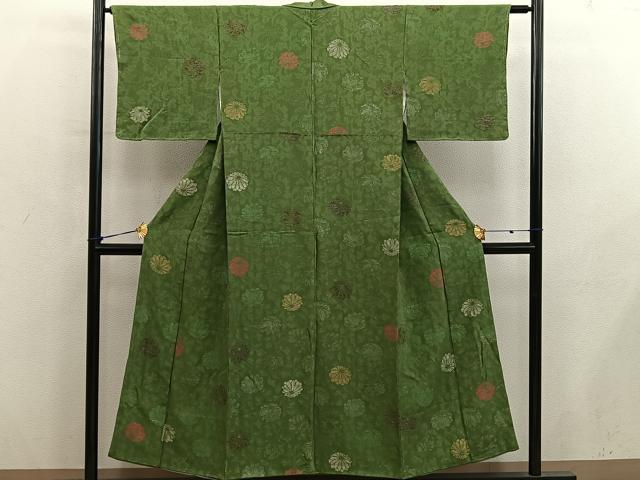 平和屋着物■上質な小紋 菊花文 寿光織 金銀糸 正絹 逸品 BAAY0441mz