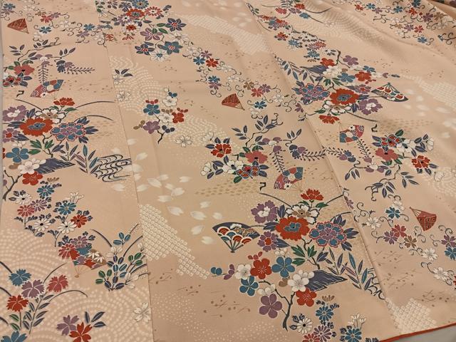 平和屋着物■上質な小紋 扇面花文 正絹 逸品 BAAY0445mz