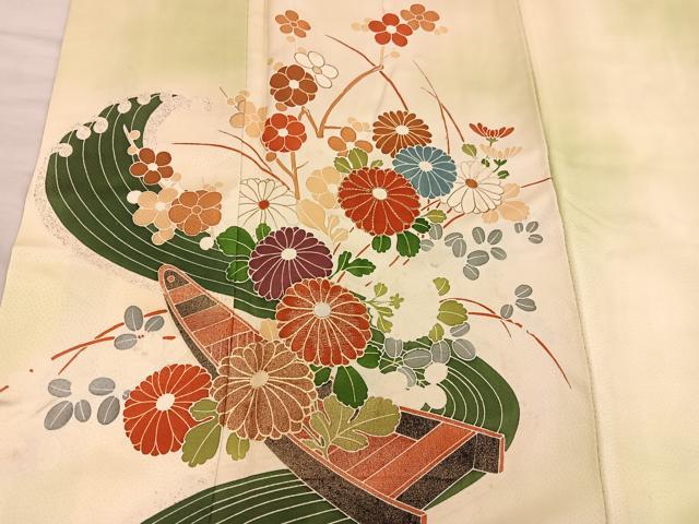 平和屋着物■訪問着 刺繍 流水菊花文 暈し染め 金彩 正絹 逸品 BAAY0448mz