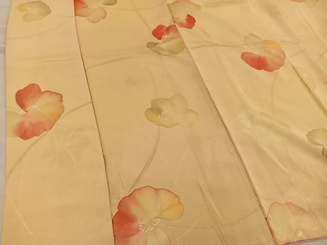 平和屋着物●上質な小紋 地紋起こし 草花文 正絹 逸品 BAAY0451mz