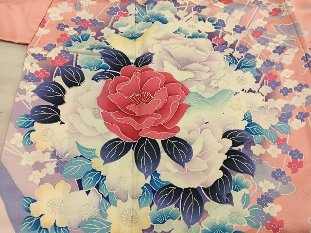 平和屋着物■訪問着 牡丹花文 暈し染め 銀彩 正絹 逸品 BAAY0452mz