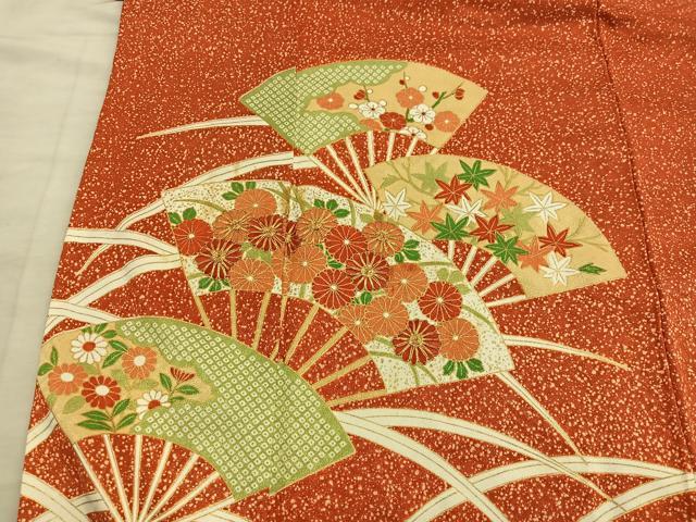 平和屋着物■訪問着 駒刺繍 扇面菊花文 金彩 正絹 逸品 BAAY0459mz