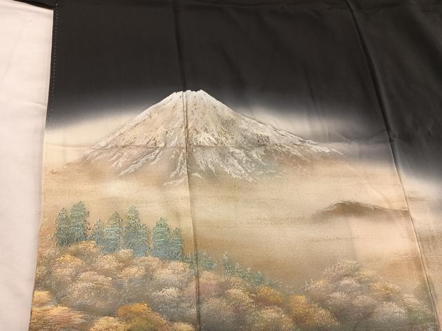 平和屋着物■豪華黒留袖 作家物 遠山樹林文 暈し染め 金銀彩 正絹 逸品 BAAY0473mz