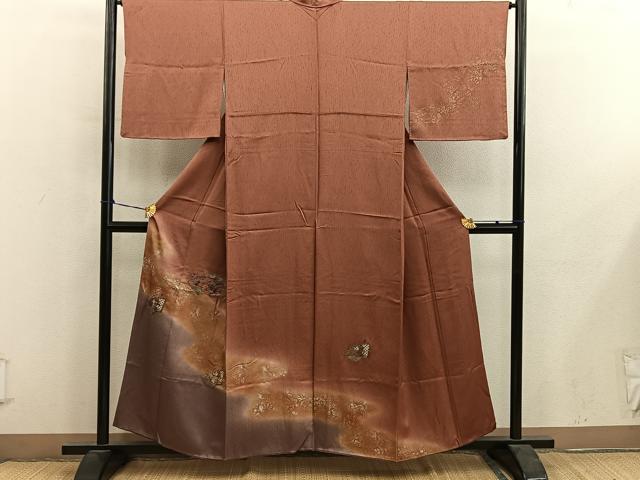 平和屋着物■訪問着 スワトウ刺繍 地紙重ね花文 暈し染め 金銀彩 正絹 逸品 BAAY0475mz