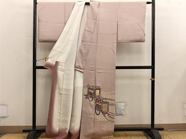 平和屋着物■訪問着 御所車花文 正絹 逸品 BAAY0477mz