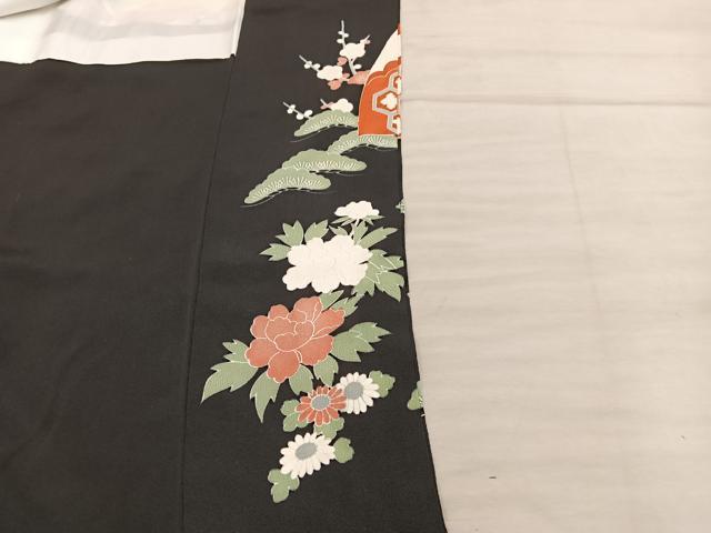 平和屋着物■豪華黒留袖 駒刺繍 御所車花鳥文 正絹 逸品 BAAY0481mz