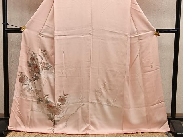 平和屋着物■訪問着 作家物 枝花文 暈し染め 金銀彩 正絹 逸品 BAAY0485mz
