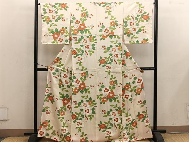 平和屋着物■上質な小紋 枝花文 金彩 正絹 逸品 BAAY0487mz