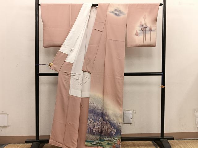 平和屋着物■訪問着 作家物 樹林文 暈し染め 正絹 逸品 BAAY0492mz