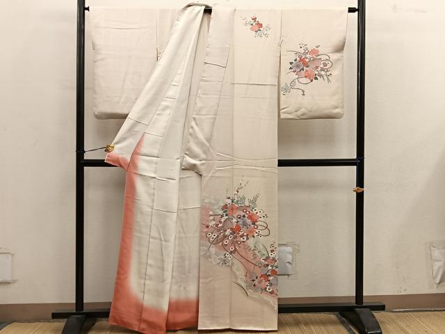 平和屋着物■訪問着 檜扇牡丹花文 金彩 正絹 逸品 BAAY0494mz