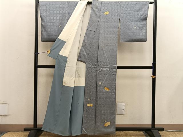 平和屋着物■訪問着 刺繍 地紙花文 金糸 正絹 逸品 BAAY0497mz