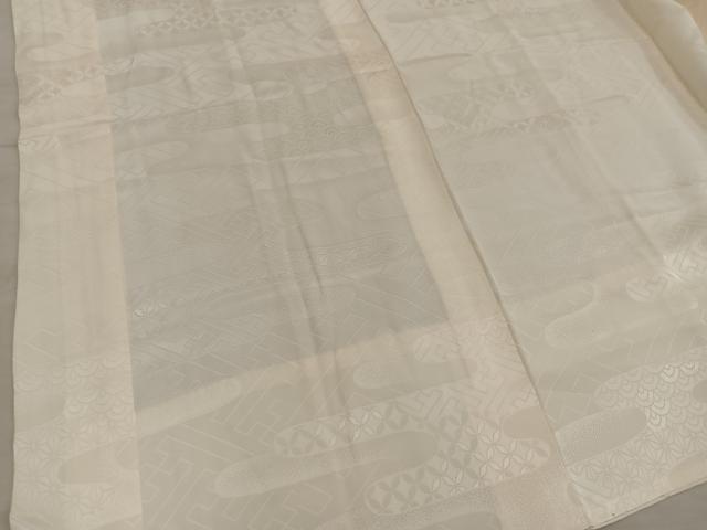 平和屋着物■長襦袢 無双仕立て エ霞紗綾形地紋 白色 正絹 逸品 BAAY0510mz