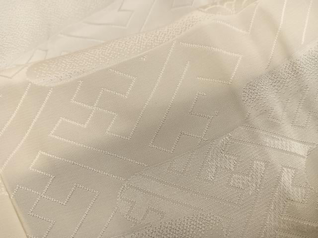 平和屋着物■長襦袢 無双仕立て エ霞紗綾形地紋 白色 正絹 逸品 BAAY0510mz