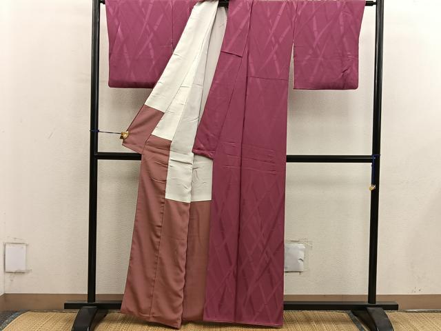 平和屋着物■上質な色無地 竹地紋 紅鳶色 正絹 逸品 BAAY0529mz